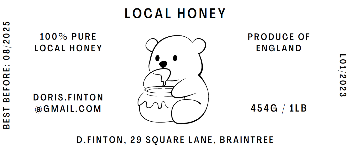 The Honey Bear - 12oz Jar Label 100 Labels