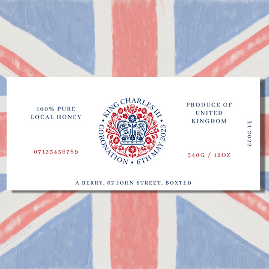 King Charles Coronation Red - 12oz Jar Label (100 labels)