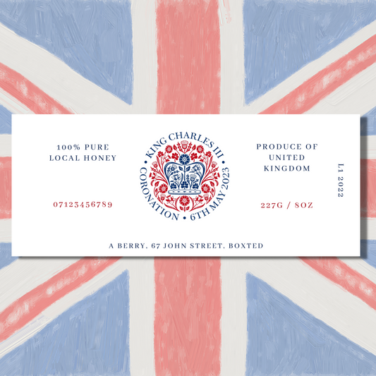 King Charles Coronation Red- 8oz Jar Label (100 labels)