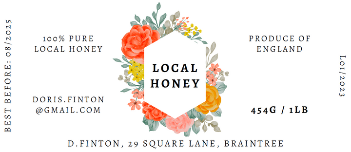 The Floral Honey - 1lb Jar Label 100 Labels