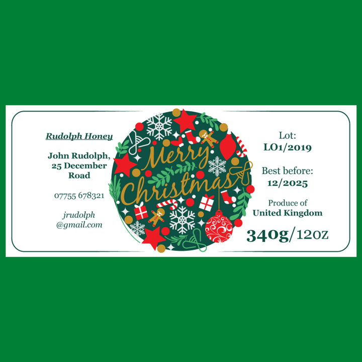 Merry Christmas - 12oz Jar Label (100 labels) [Honey/Jam/Preserves]