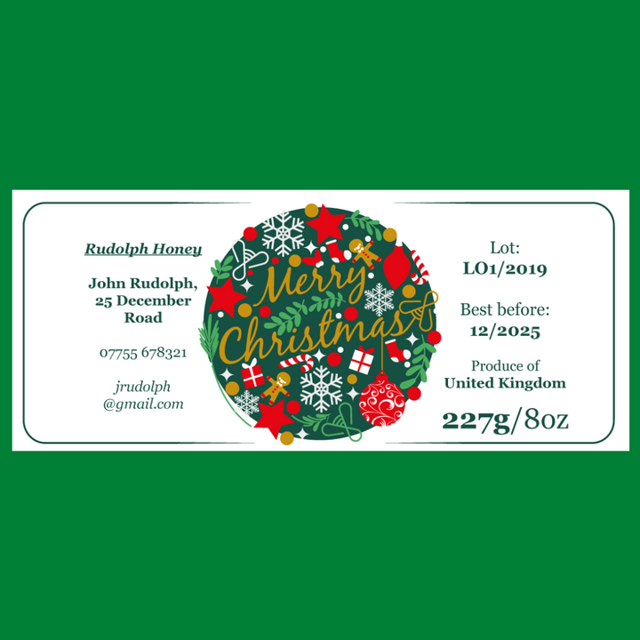 Merry Christmas - 8oz Jar Label (100 labels) [Honey/Jams/Preserves]