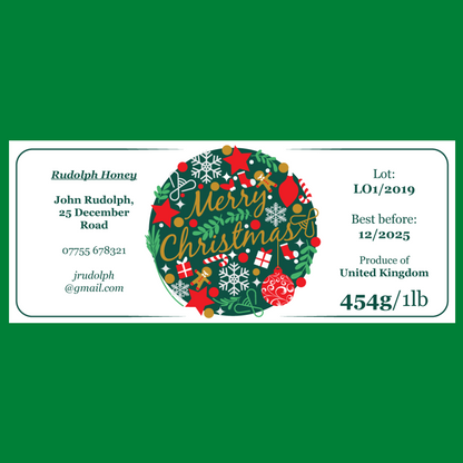 Merry Christmas - 1lb Jar Label (100 labels) [Honey/Jam/Preserves]