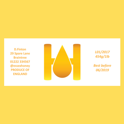 Hello Honey - 1lb Jar Label (100 labels)