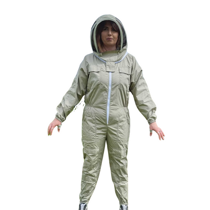 Poly Cotton Suit with Fencing Veil - Olive