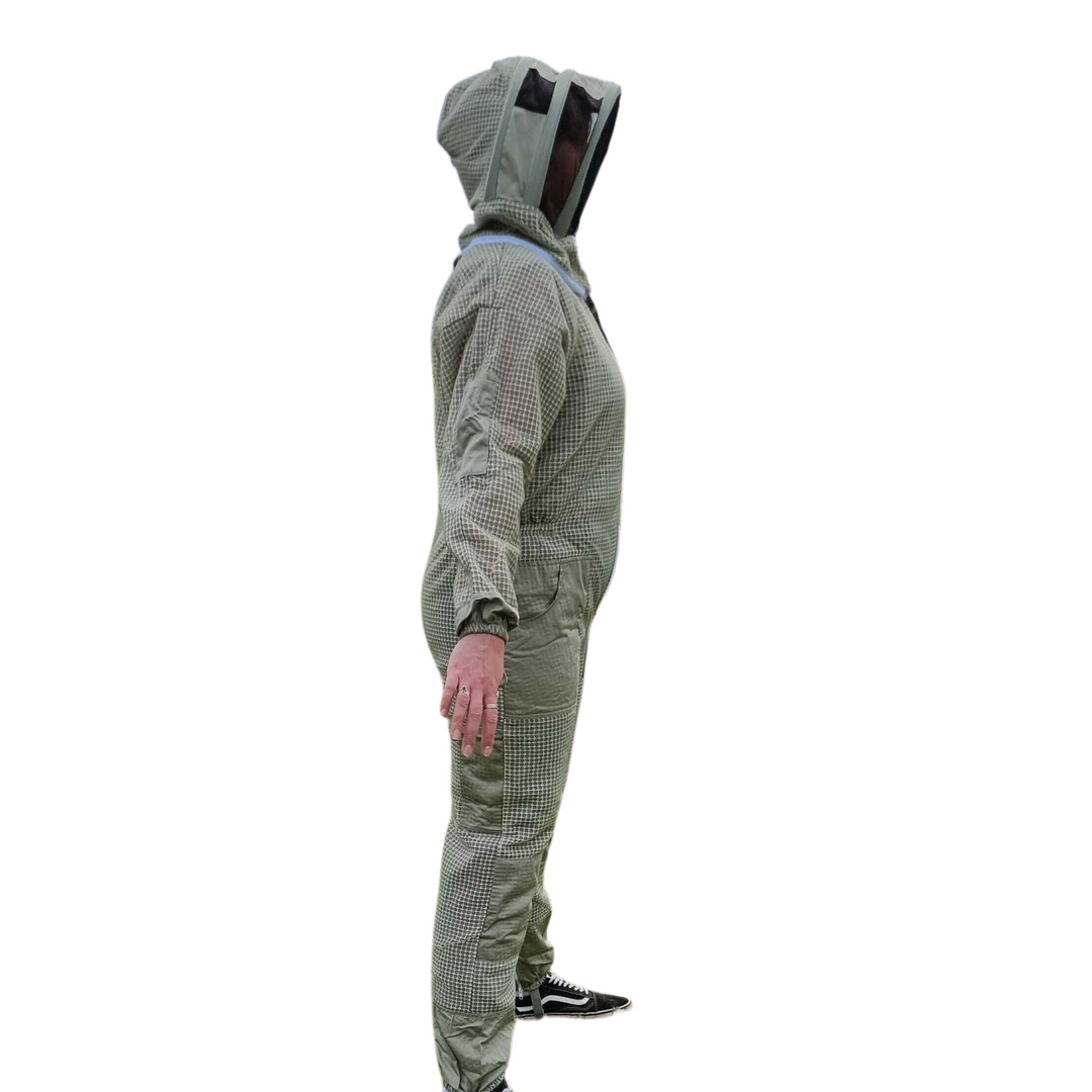 Vented Suit with Fencing Veil- Olive