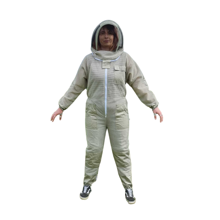 Vented Suit with Fencing Veil- Olive
