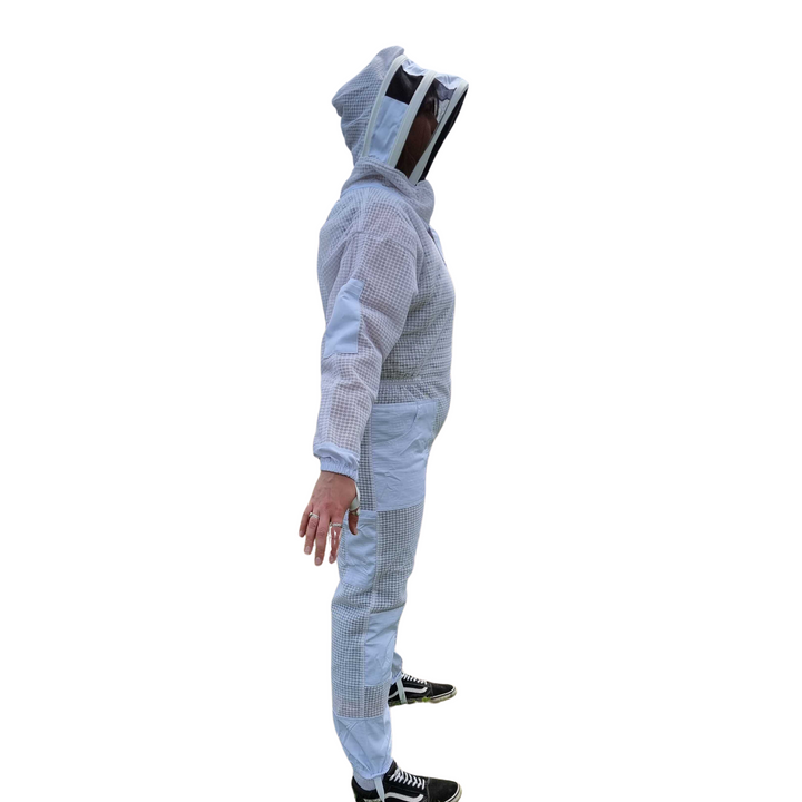 Vented Suit with Fencing Veil- White