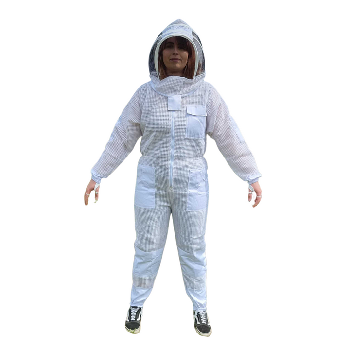 Vented Suit with Fencing Veil- White