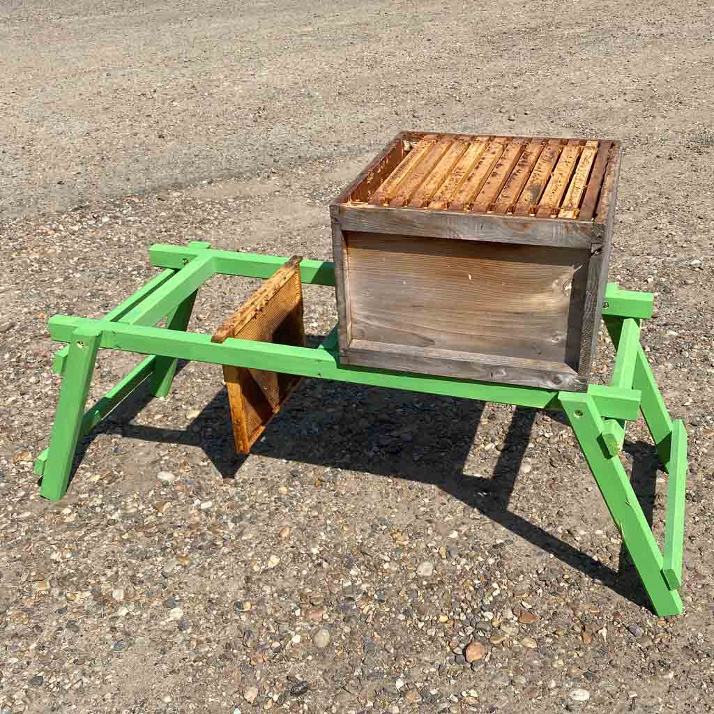 Pine Fold Up Double Hive Stand - Green