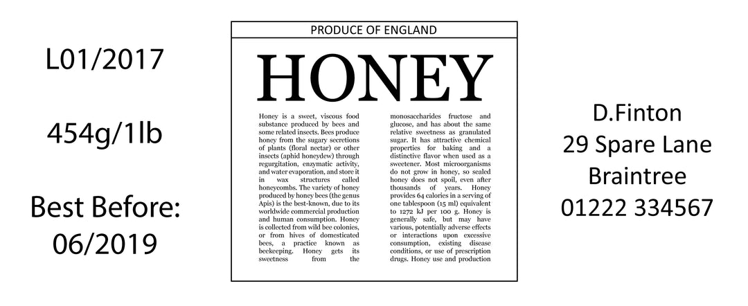 1lb Jar Label - Honey-pedia (100 labels) - Bee Equipment