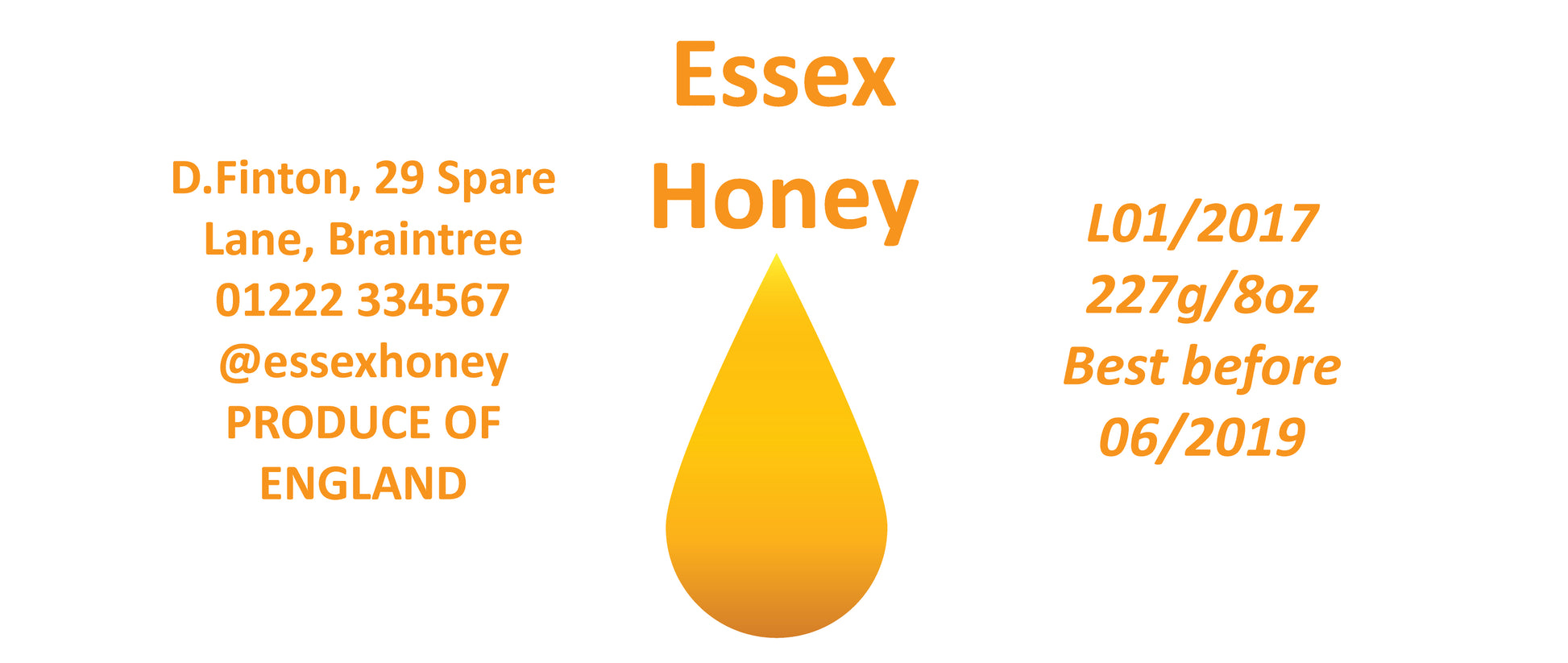 8oz Jar Label - Honey Drop (100 labels) - Bee Equipment