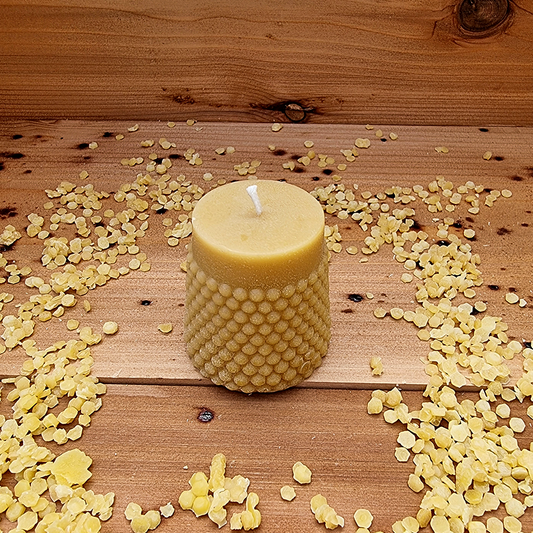 Studded Pillar Pure Beeswax Candle