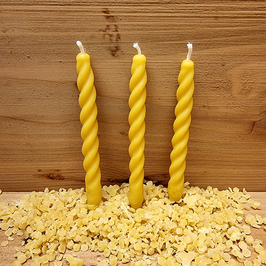 Spiral Pure Beeswax Candles - Set Of 3