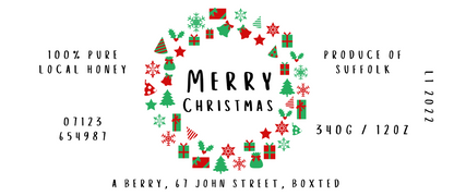 Christmas Wreath  - 12oz Jar Label - 100 Labels