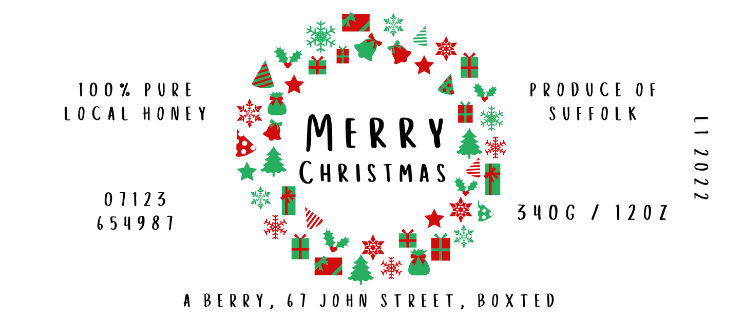 Christmas Wreath - 8oz Jar Label 100 Labels