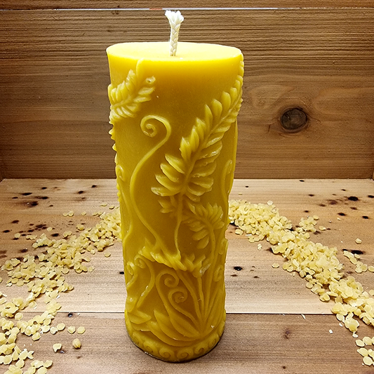 Rustic Fern Cylinder Pure Beeswax Candle