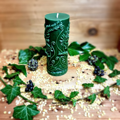 Rustic Fern Cylinder Pure Beeswax Candle