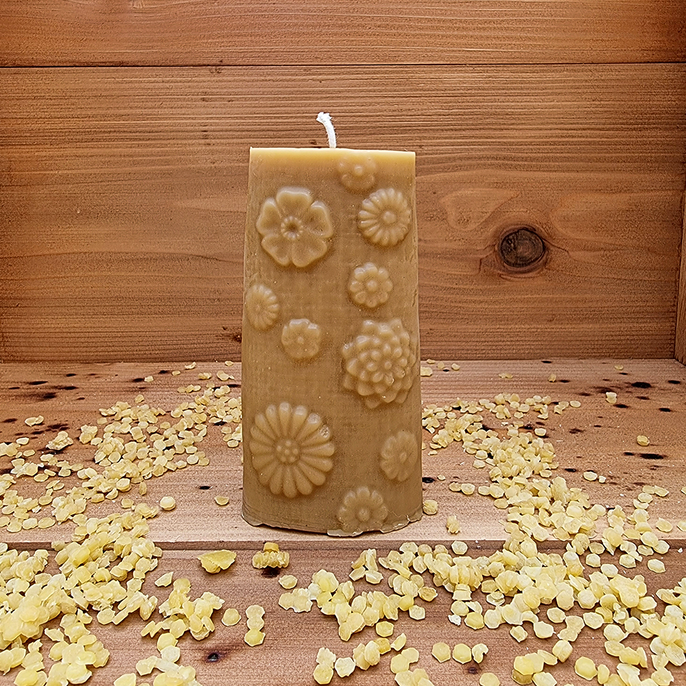Flower Power Pillar Beeswax Candle