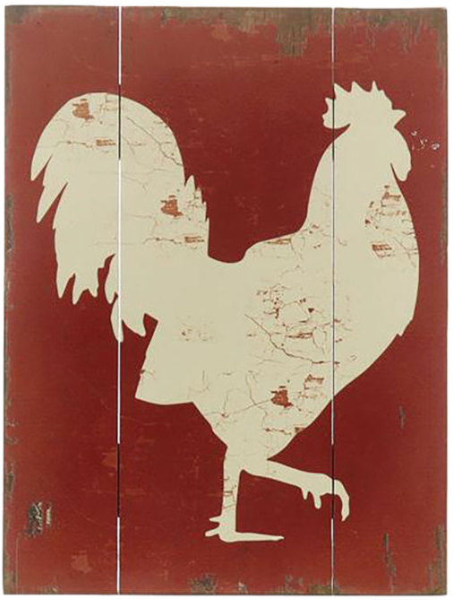 White Rooster Sign - Wood