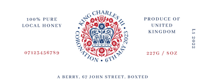 King Charles Coronation Red- 8oz Jar Label (100 labels)