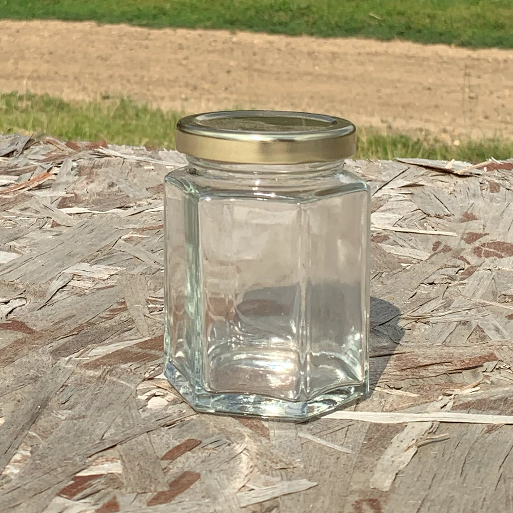 12oz Glass Hex Jar With Lid, 84 Pack