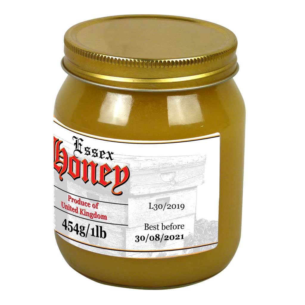 1lb Jar Label - Old English (100 labels) - Bee Equipment