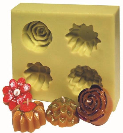 Set Of 4 Flower Candle Moulds