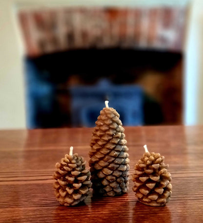 Pure Beeswax Pine Cones - Set Of 3
