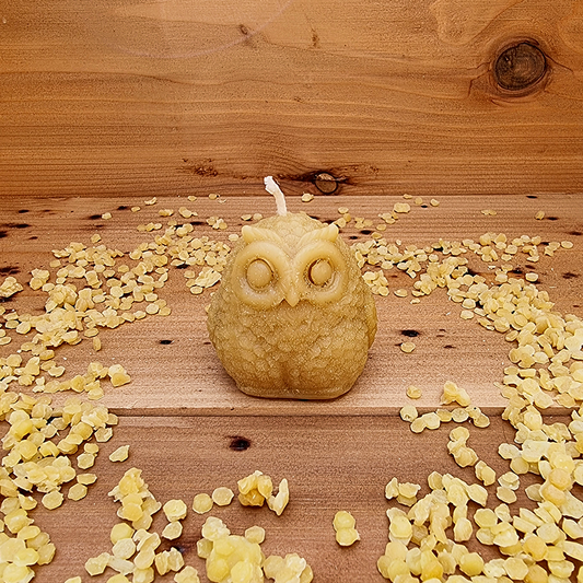 Textured Horned Owl Pure Beeswax Candle