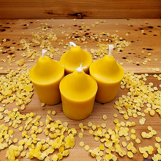 Pointed Top Votive Beeswax Candles Set of 4