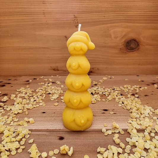 Snowmen Stack Pure Beeswax Candle