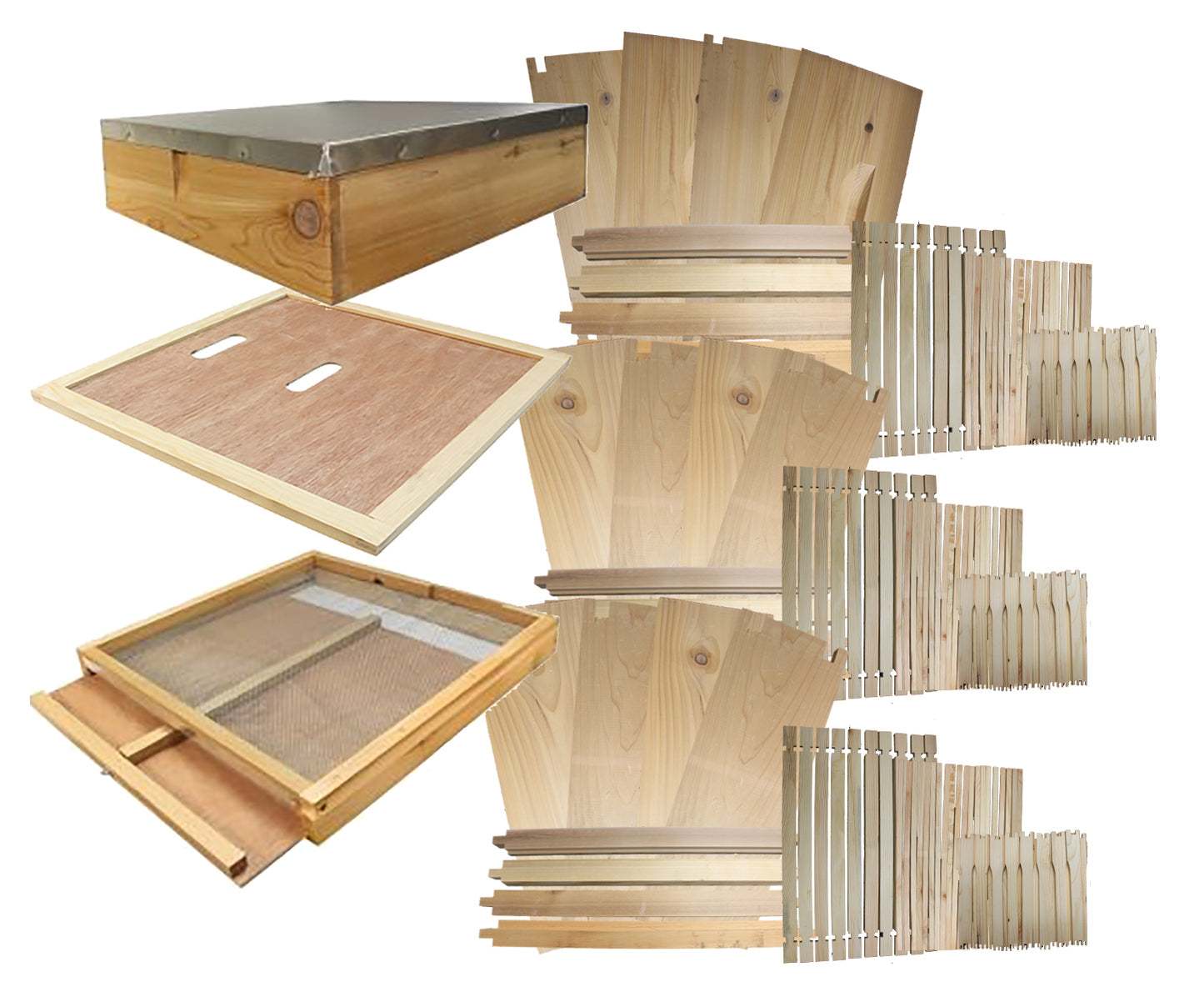 B.S. National Complete Hive Kit, Flat, Cedar, With Plastic Foundation - Bee Equipment