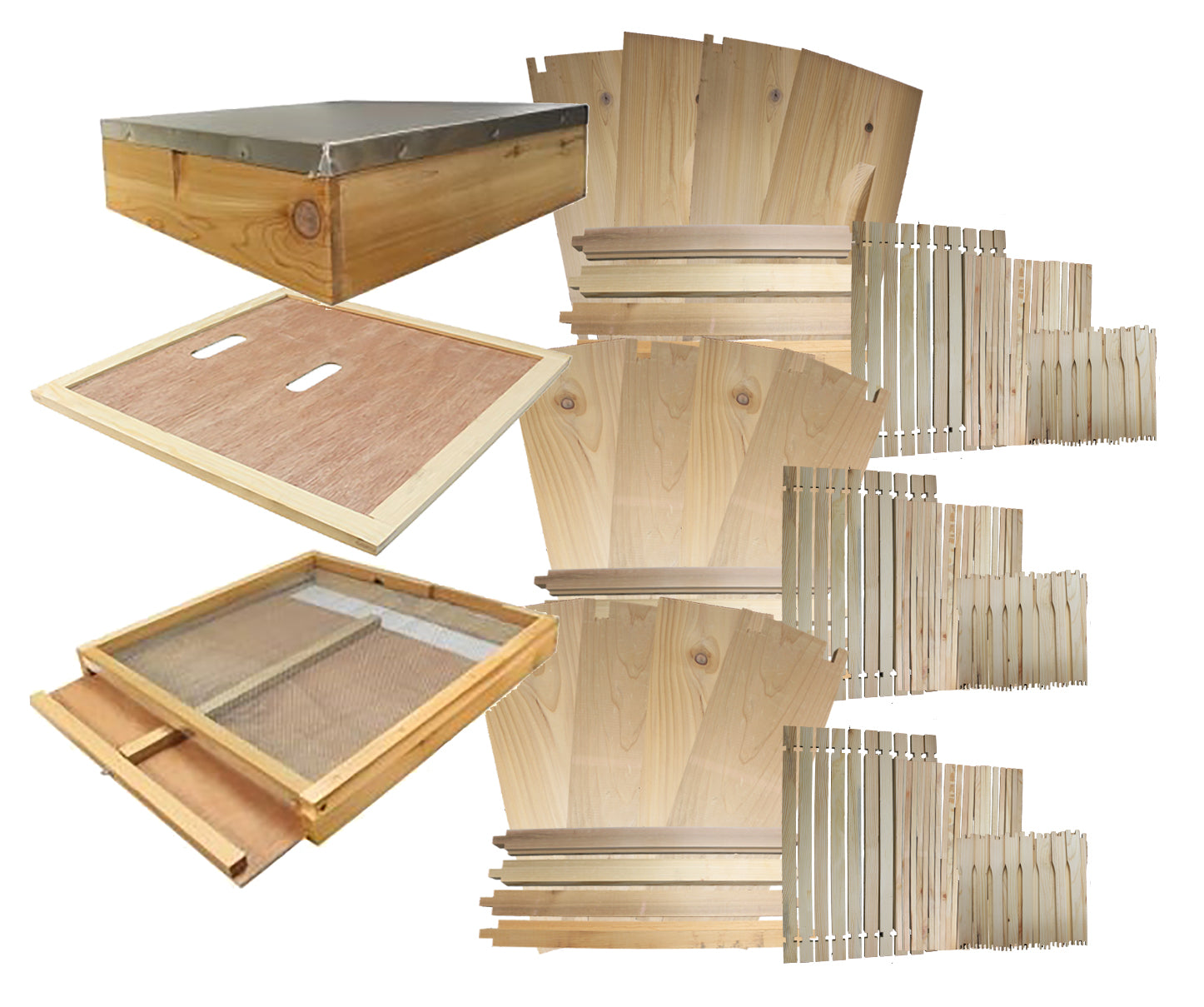 B.S. National Complete Hive Kit, Flat, Cedar, With Plastic Foundation - Bee Equipment
