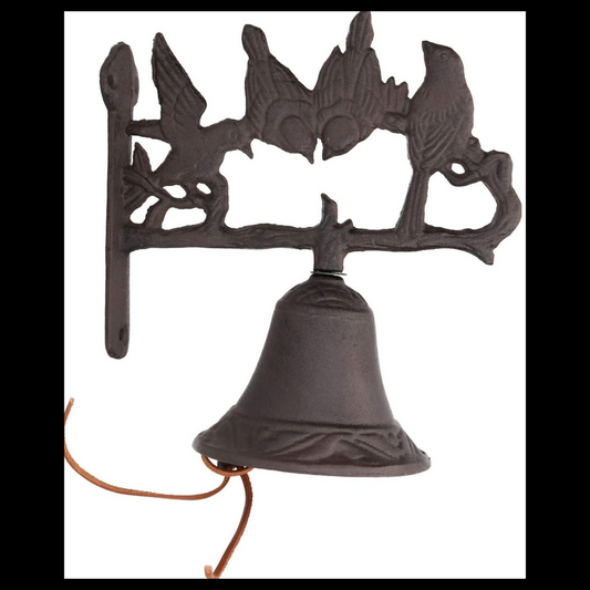 Cast Iron Bell With Four Birds