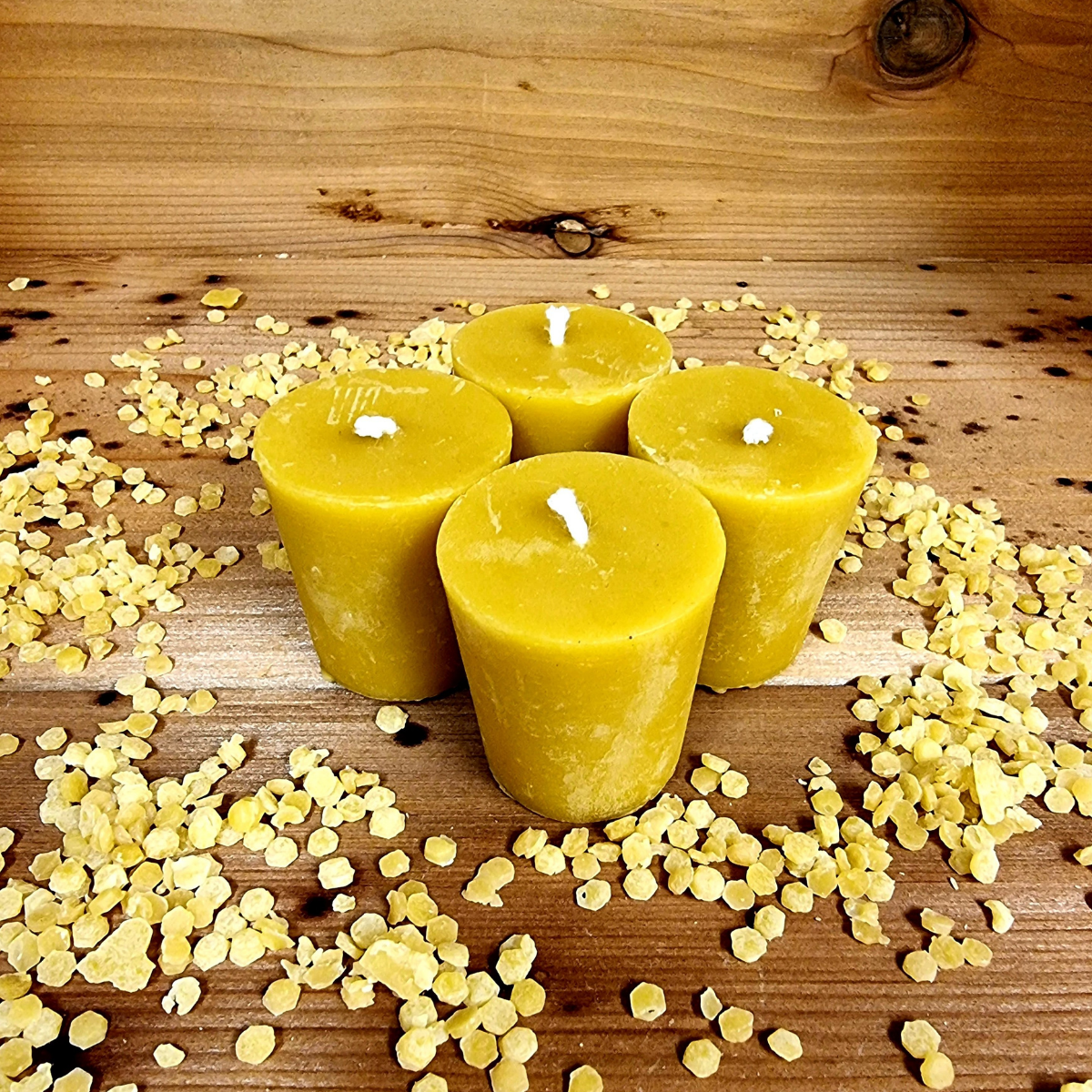 Flat Top Votives Beeswax Candles Set of 4