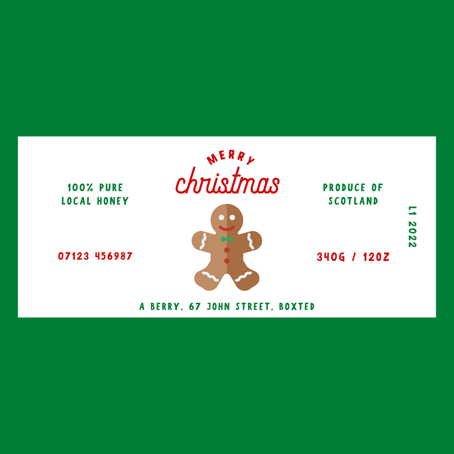 The Gingerbread Man - 12oz Jar Label 100 Labels