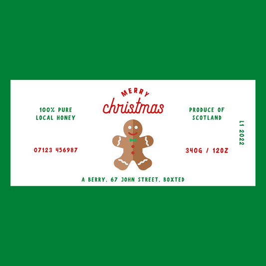The Gingerbread Man- 8oz Jar Label 100 Labels