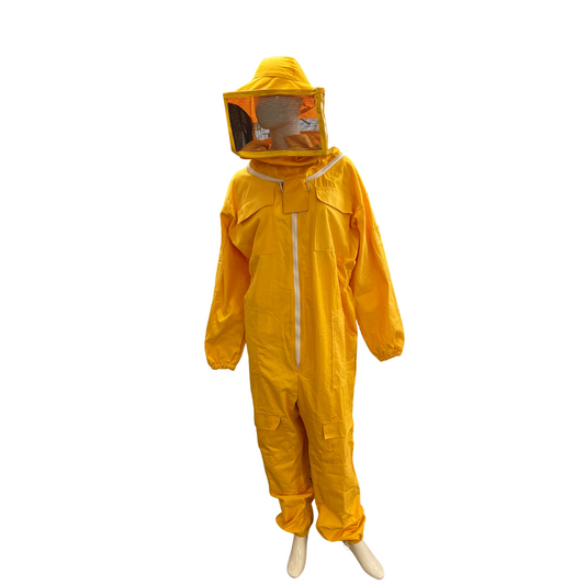 Urban Bees -Cotton Suit with Square Veil & Pockets - Yellow