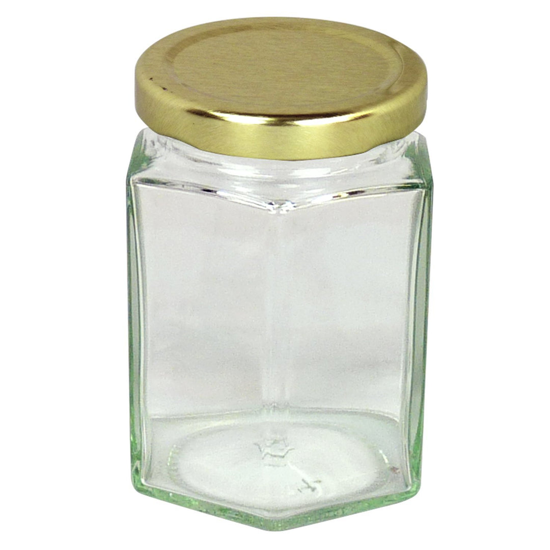 12oz Glass Hex Jar With Lid, 84 Pack - Bee Equipment